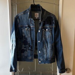 LuLaRoe Blue Denim floral Jacket